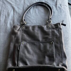 Solo Dark Brown Leather Tote/Laptop Travel Bag